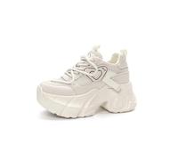 Women's Platform Sneakers Lightweight Breathable Trainers Fitness Running Shoes Casual Hundred 9cm Height Increasing Jogging Student Shoes White 3.5