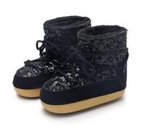 Women's Platform Snow Boots Winter Faux Fur Lining Skiing Duck Boots Waterproof Mid Calf Ankle Booties(Black,6.5)