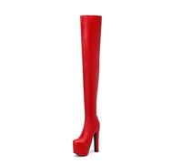 Women's Platform Thigh High Boots Tall Stretch Boots with Chunky High Heel Fashion Over Knee Boot for Night Out Date Party