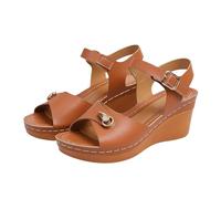 Womens Platform Wedge Sandal Low Wedge Sandals Open Toe Summer Shoes With Adjustable Buckle Casual Wide Fit Traveling Roman Sandals Hiking Walking Shoes For Walking And Beach Activities