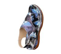 Women's Platform Wedge Sandals Ankle Strap Wedges Women's Beach Slope Heel Slippers Hollow Casual Slippers Slope Bottom Shoes Sandals Bunion for Black Ladies Sandles5 (Blue,5.5)