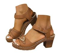 Women's Platform Wedge Sandals, Open Toe Ankle Strap Holiday Dress Shoe | Hollow-out upper, open front, ankle fastening, low chunky wedge, beach trips, dining, travel, everyday walking, summer events