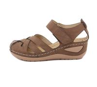 Women's Platform Wedge Sandals Wide Fit Wedges Baotou Shoes Non Large Size Sandals Women's Shoes Car Suture Wear Flatform Gold Woman Sandal Size 6 (Brown,5.5)