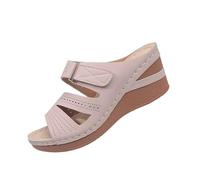 Womens Platform Wedge Slide Sandals Casual Summer Open Toe Mules Adjustable Strap Walking Shoes Perforated Holiday Footwear White