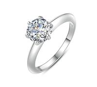Women's Platinum Wedding Bands, Vintage Jewelry Rings with 1ct Round Lab Created Diamond PT950 Silver Band Ring Size O 1/2