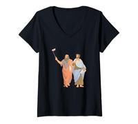 Womens Plato and Aristotle Taking Selfie Funny Greek Philosophy V-Neck T-Shirt