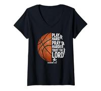 Women's Play Hard Pray Harder Trust The Lord Colossians 3 23 V-Neck T-Shirt