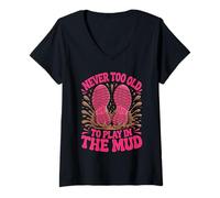 Women's Play in The Mud Running Muddy Mudding Race Obstacle Mud Run V-Neck T-Shirt