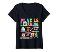 Women's Play is Learning Problem Solving Creative Sharing Communicat V-Neck T-Shirt