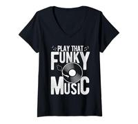 Women's Play that Funky Music Vintage Vinyl V-Neck T-Shirt