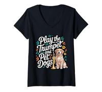Womens Play The Trumpet and Pet Dogs Brass Marching Band - V-Neck T-Shirt