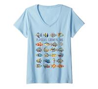 Women's Playa Del Carmen Mexico Colorful Fish Design V-Neck T-Shirt