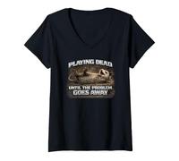 Women's Playing Dead Until Problem Goes Away Funny eral Possum Gift V-Neck T-Shirt