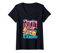 Women's Playing Ukulele is My Cardio Funny Musician Quote V-Neck T-Shirt