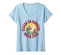 Womens Please Be Careful with Fire Smokey Bear Vintage Sketch V-Neck T-Shirt