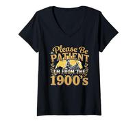 Womens Please Be Patient I’m from The 1900s Funny Old Miner V-Neck T-Shirt