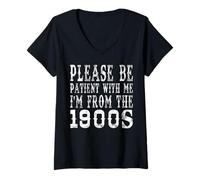 Womens Please Be Patient I'm From The 1900s Funny Cowboy Saying V-Neck T-Shirt