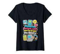 Womens Please Be Patient with Me 1900s Retro 90s Boomer Mom Women V-Neck T-Shirt