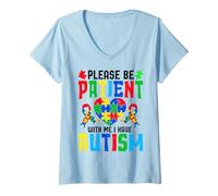 Womens Please Be Patient with Me I Have Autism V-Neck T-Shirt