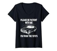 Women's Please Be Patient with Me I'm from 1970's Classic Muscle Car V-Neck T-Shirt
