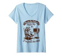 Womens Please Be Patient With Me I'm From The 1900s Raccoon Vintage V-Neck T-Shirt