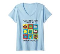 Womens Please Be Patient with Me I'm from The 1900s Vintage 90s V-Neck T-Shirt