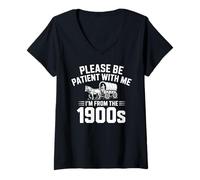 Womens Please Be Patient with My I'm from The 1900s Sarcastic V-Neck T-Shirt