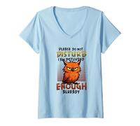 Womens Please Do Not Disturb School Exam Learning V-Neck T-Shirt