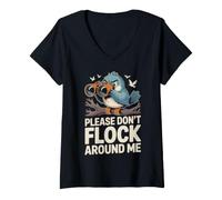 Women's Please Don't Flock Around Me Funny Birdwatcher V-Neck T-Shirt