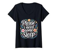 Women's Please I Need Some Sleep Sleepy Tired Mood - V-Neck T-Shirt
