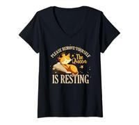 Womens Please remove yourself the queen is resting V-Neck T-Shirt