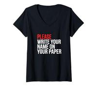 Women's Please Write Name On Your Paper School Teacher V-Neck T-Shirt