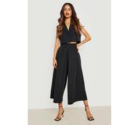 Womens Pleat Front Wide Leg Tailored Culottes - Black - 10, Black
