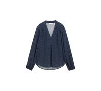Womens Pleated 3/4 Sleeve V-Neck Blouse Tom Tailor Bleu 40