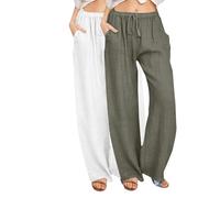 Women's Pleated Casual Textured Straight Leg Pants with Pockets Cream Trousers Ladies Light Pants Womens Summersummer Trousers Loungepants for Womenpants Womens Wide Leg Sweatpants