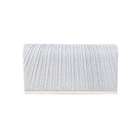 Women's Pleated Sequin Evening Clutch Bag Wedding Purse Bride Handbag Chain Crossbody Bag For Banquet Party Dinner Bag(Silver)