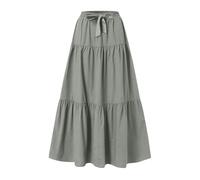 Women's Pleated Skirts Ladies Elasticated High Waisted Bowknot Solid Basic Long Maxi Skirts Flowy Swing A Line Summer Holiday Casual Tiered Skirts