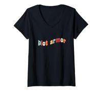 Womens Plot Armor Main Character Protagonist Plot Story Gen Z Tween V-Neck T-Shirt