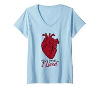Women's Plot Twist I Lived Heart Surgery Survivor V-Neck T-Shirt