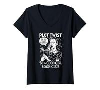 Womens Plot Twist Spicy Book Club Funny Dark Romance Present V-Neck T-Shirt