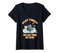 Womens Plot twist the cat took my spot V-Neck T-Shirt