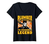 Womens Plumber I am not Getting Old I'm Becoming a Legend V-Neck T-Shirt