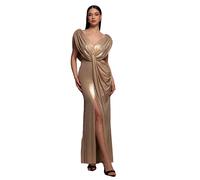 Women's plunge dress Goddiva Draped Foil Doré 36