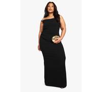 Womens Plus Asymmetric Knot Detail Bengaline Maxi Dress - Black - 18, Black