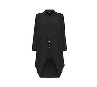 Women's Plus Batwing Shirt Dress Long Sleeve Dip Hem Hi Lo Button Collar Ladies 16-26 (Black, 16-18)