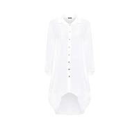 Women's Plus Batwing Shirt Dress Long Sleeve Dip Hem Hi Lo Button Collar Ladies 16-26 (White, 20-22)