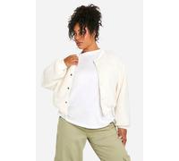 Womens Plus Boucle Bomber Jacket - White - 22, White