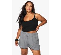 Womens Plus Broderie Trim Gingham Flippy Short - Black - 28, Black