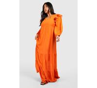 Womens Plus Chiffon Volume Sleeve Smock Dress - Orange - 18, Orange