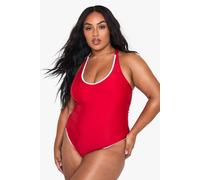 Womens Plus Contrast Binding Swimsuit - Red - 16, Red